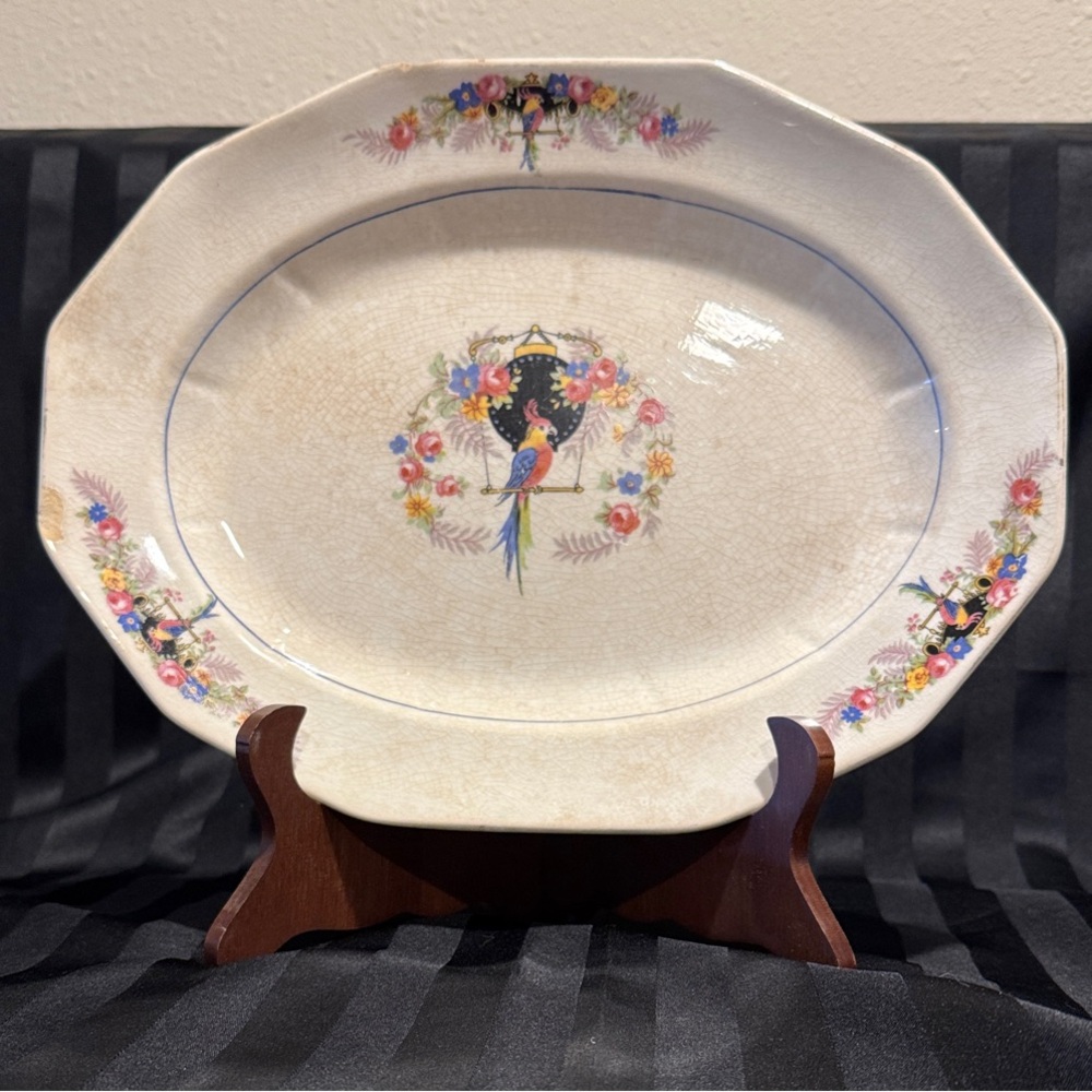 Vintage China Penn Parrot Serving Platter